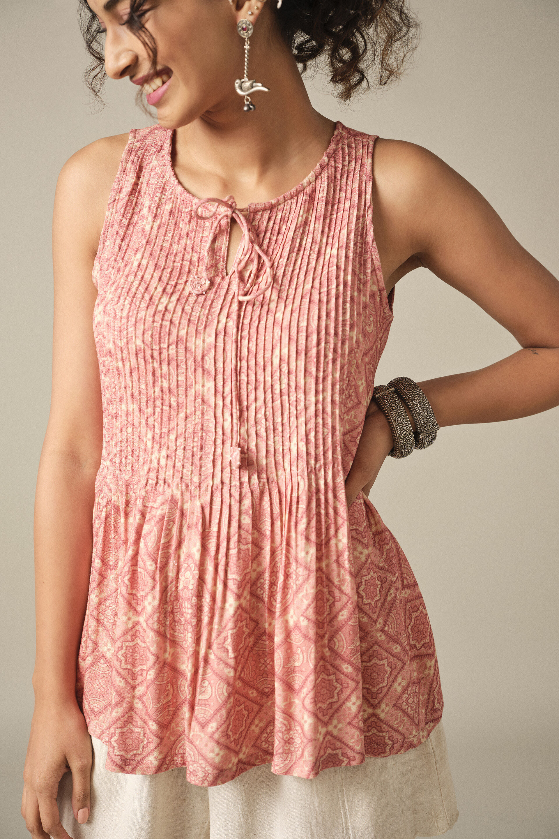 Pintuck Top in Pink, Pink, image 5